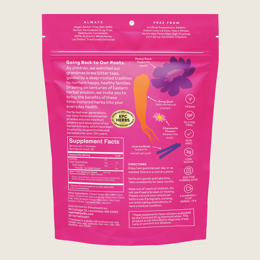 Cycle Balance Gummies back of pouch with Supplement Facts