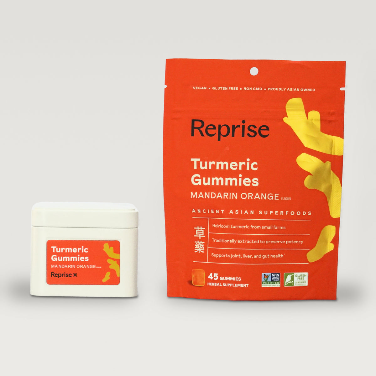 Turmeric Gummies 45-count pouch with storage tin