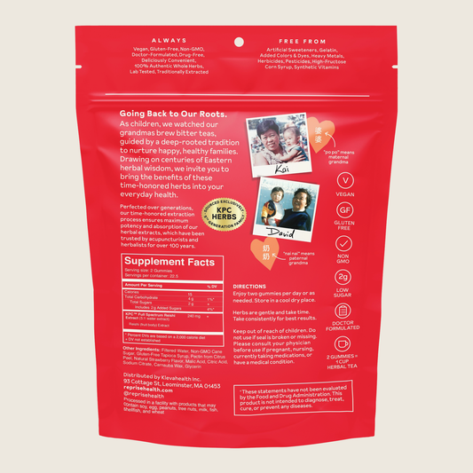 Reishi Mushroom Gummies back of pouch with Supplement Facts