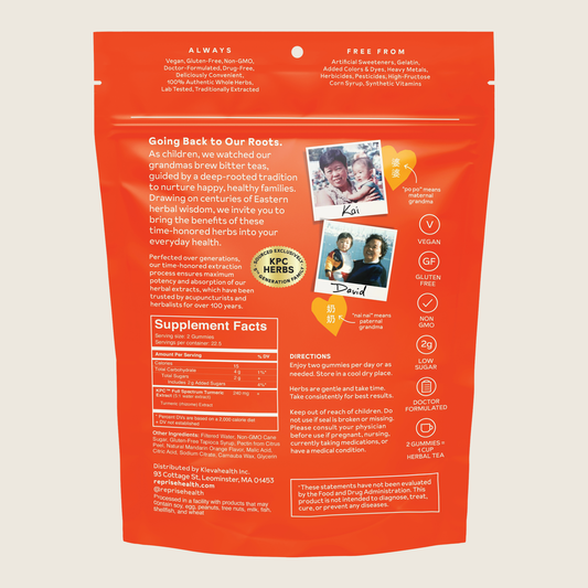 Turmeric Gummies back of pouch with Supplement Facts