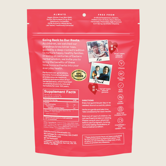 Jujube Seed Gummies back of pouch with Supplement Facts