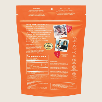 Korean Ginseng Gummies back of pouch with Supplement Facts