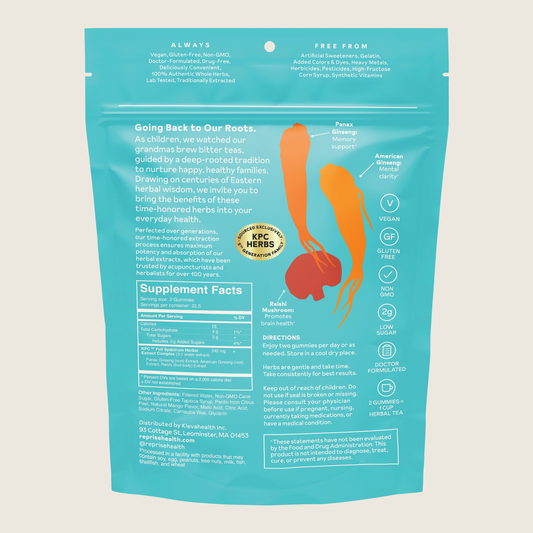 Super Focus Gummies back of pouch with Supplement Facts